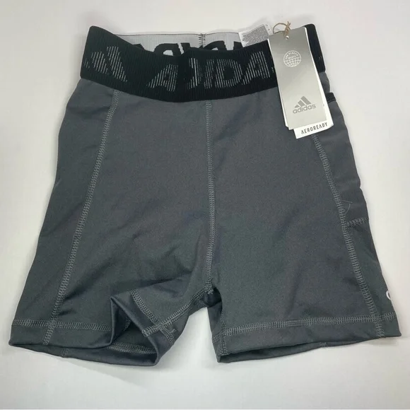 New NWT adidas Womens Techfit Short 3” Branded Elastic Short Size XS Grey Black - Picture 5 of 8